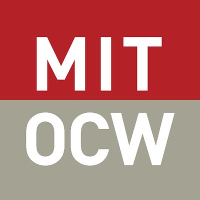 MIT Open CourseWare Logo - square with red top half with MIT in white text and taupe lower half with OCW in white text